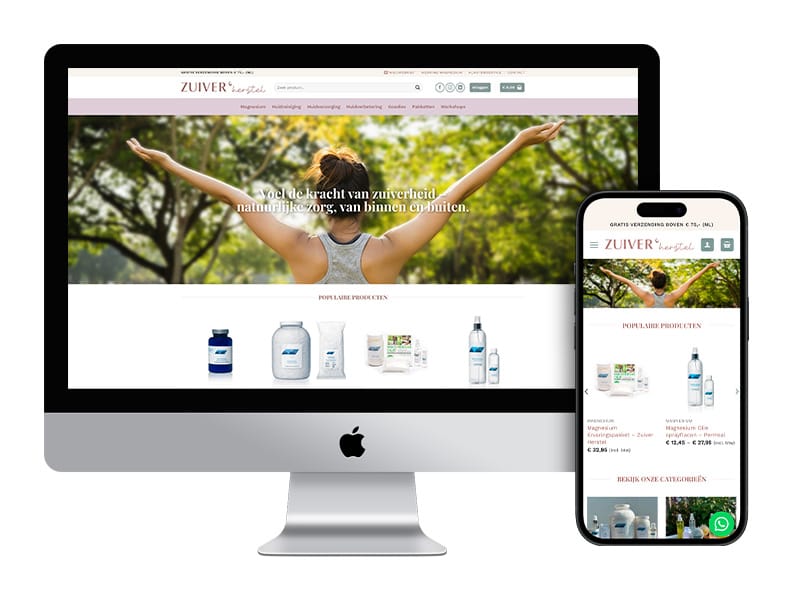 Webshop Zuiver herstel gebouwd met WordPress en WooCommerce